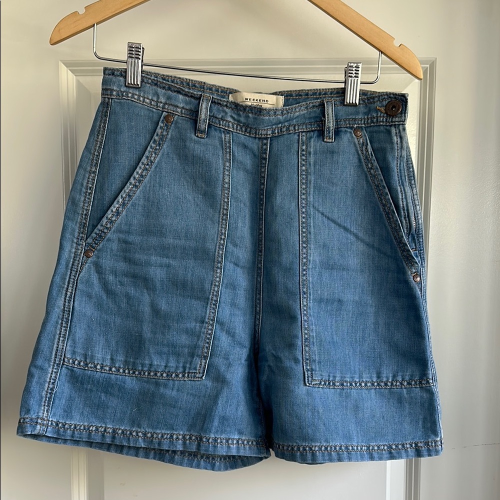 Weekend Max Mara Elica Blue Jean Shorts Vintage Flare - Picture 2 of 5